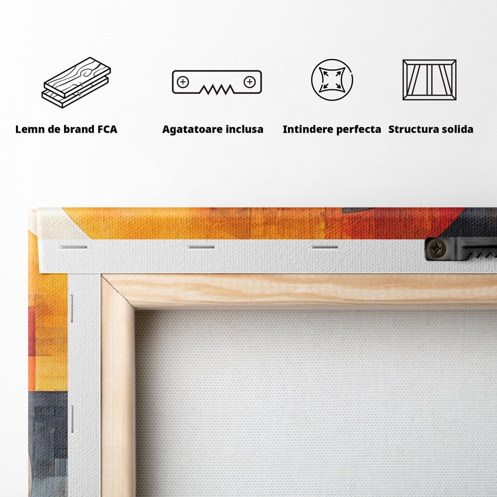 Tablou Canvas Premium, LuxCanva® C1279, Geometrii solare, Geometrie, Culori, Abstract, Ocru, Gri, Auriu, Solar, Arhitectural, Timp, Incandescent, Ardere, Vis, Univers, Birou, Living, Dormitor