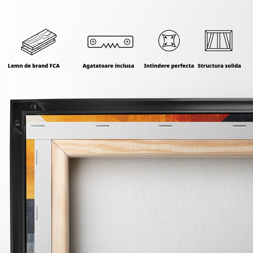Tablou Canvas Premium, LuxCanva® C1279, Geometrii solare, Geometrie, Culori, Abstract, Ocru, Gri, Auriu, Solar, Arhitectural, Timp, Incandescent, Ardere, Vis, Univers, Birou, Living, Dormitor