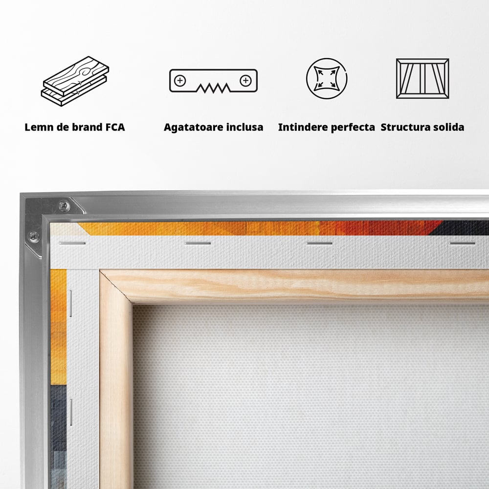 Tablou Canvas Premium, LuxCanva® C1279, Geometrii solare, Geometrie, Culori, Abstract, Ocru, Gri, Auriu, Solar, Arhitectural, Timp, Incandescent, Ardere, Vis, Univers, Birou, Living, Dormitor