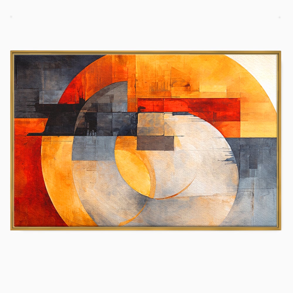 Tablou Canvas Premium, LuxCanva® C1279, Geometrii solare, Geometrie, Culori, Abstract, Ocru, Gri, Auriu, Solar, Arhitectural, Timp, Incandescent, Ardere, Vis, Univers, Birou, Living, Dormitor