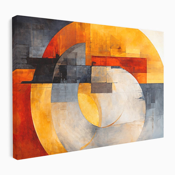 Tablou Canvas Premium, LuxCanva® C1279, Geometrii solare, Geometrie, Culori, Abstract, Ocru, Gri, Auriu, Solar, Arhitectural, Timp, Incandescent, Ardere, Vis, Univers, Birou, Living, Dormitor