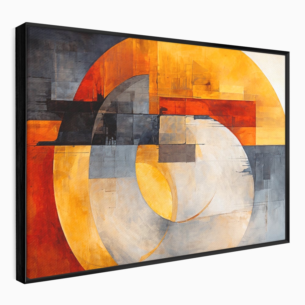 Tablou Canvas Premium, LuxCanva® C1279, Geometrii solare, Geometrie, Culori, Abstract, Ocru, Gri, Auriu, Solar, Arhitectural, Timp, Incandescent, Ardere, Vis, Univers, Birou, Living, Dormitor