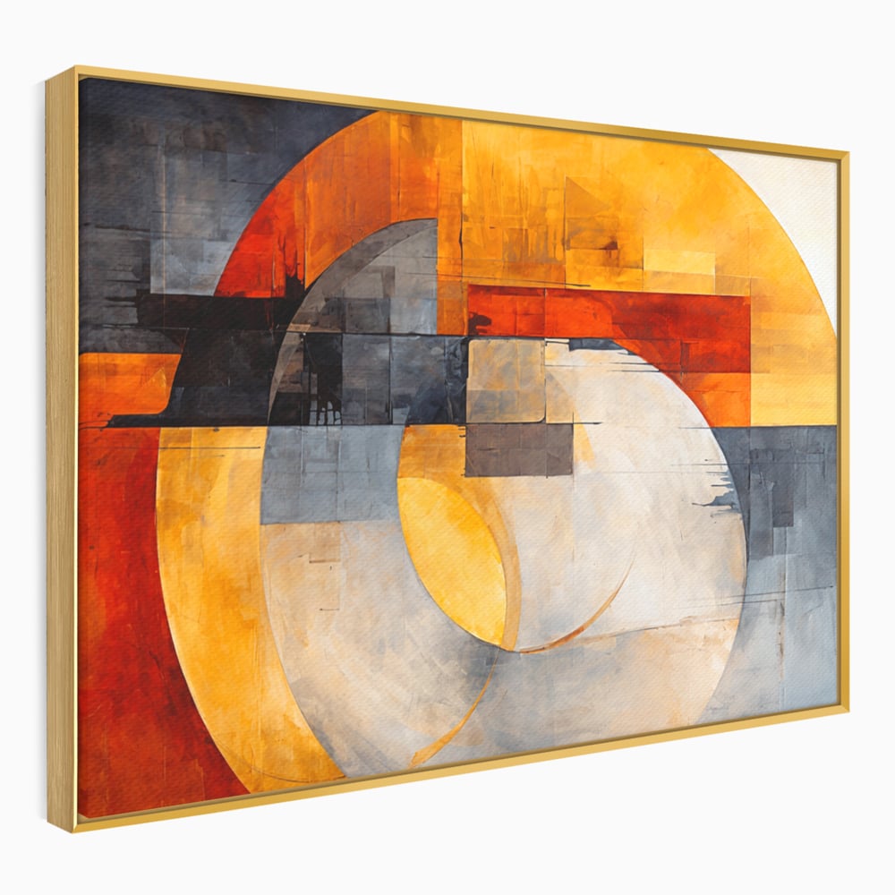 Tablou Canvas Premium, LuxCanva® C1279, Geometrii solare, Geometrie, Culori, Abstract, Ocru, Gri, Auriu, Solar, Arhitectural, Timp, Incandescent, Ardere, Vis, Univers, Birou, Living, Dormitor