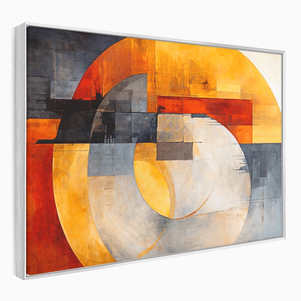 Tablou Canvas Premium, LuxCanva® C1279, Geometrii solare, Geometrie, Culori, Abstract, Ocru, Gri, Auriu, Solar, Arhitectural, Timp, Incandescent, Ardere, Vis, Univers, Birou, Living, Dormitor