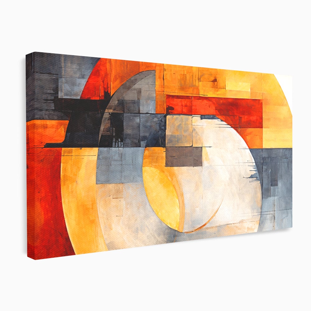 Tablou Canvas Premium, LuxCanva® C1279, Geometrii solare, Geometrie, Culori, Abstract, Ocru, Gri, Auriu, Solar, Arhitectural, Timp, Incandescent, Ardere, Vis, Univers, Birou, Living, Dormitor