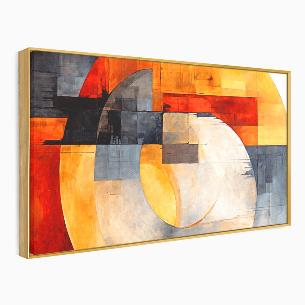 Tablou Canvas Premium, LuxCanva® C1279, Geometrii solare, Geometrie, Culori, Abstract, Ocru, Gri, Auriu, Solar, Arhitectural, Timp, Incandescent, Ardere, Vis, Univers, Birou, Living, Dormitor