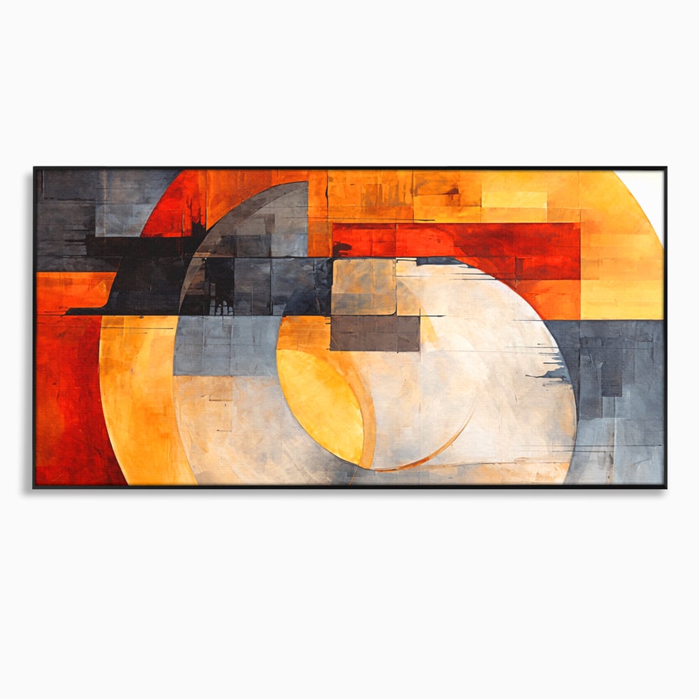 Tablou Canvas Premium, LuxCanva® C1279, Geometrii solare, Geometrie, Culori, Abstract, Ocru, Gri, Auriu, Solar, Arhitectural, Timp, Incandescent, Ardere, Vis, Univers, Birou, Living, Dormitor