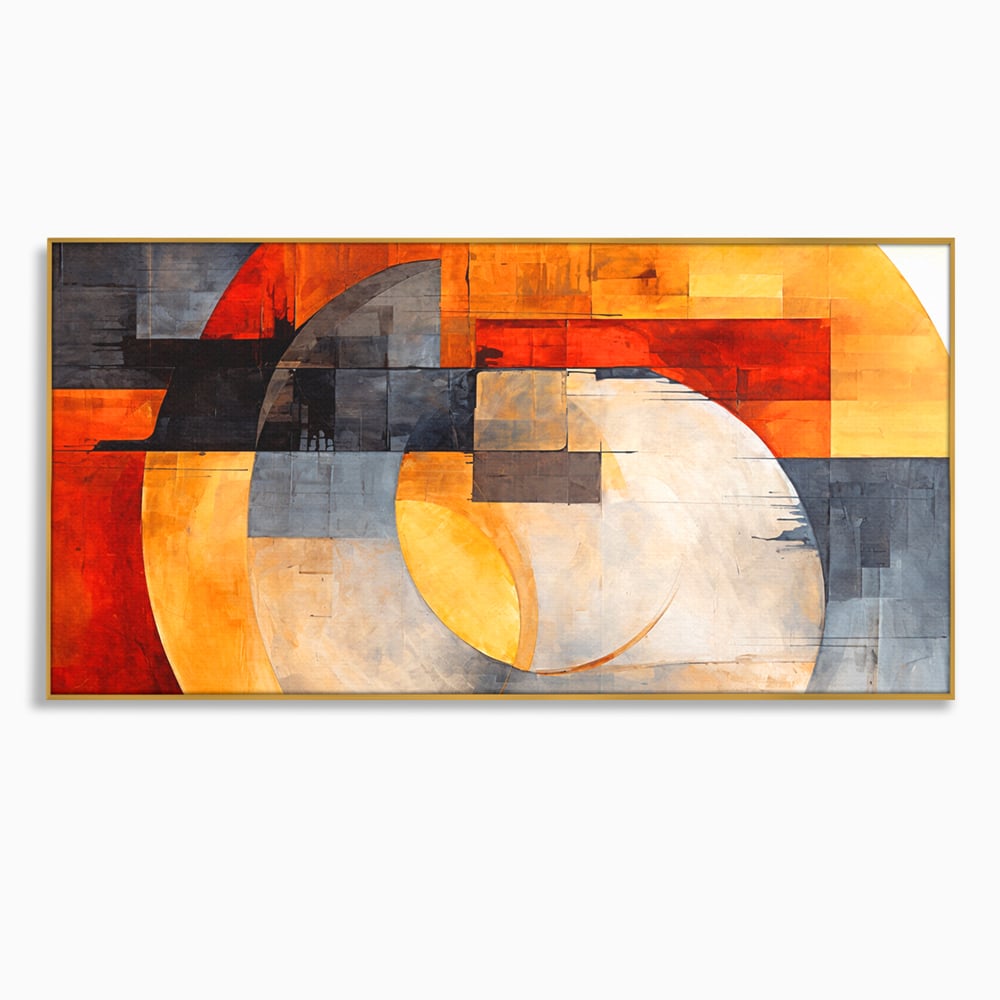Tablou Canvas Premium, LuxCanva® C1279, Geometrii solare, Geometrie, Culori, Abstract, Ocru, Gri, Auriu, Solar, Arhitectural, Timp, Incandescent, Ardere, Vis, Univers, Birou, Living, Dormitor
