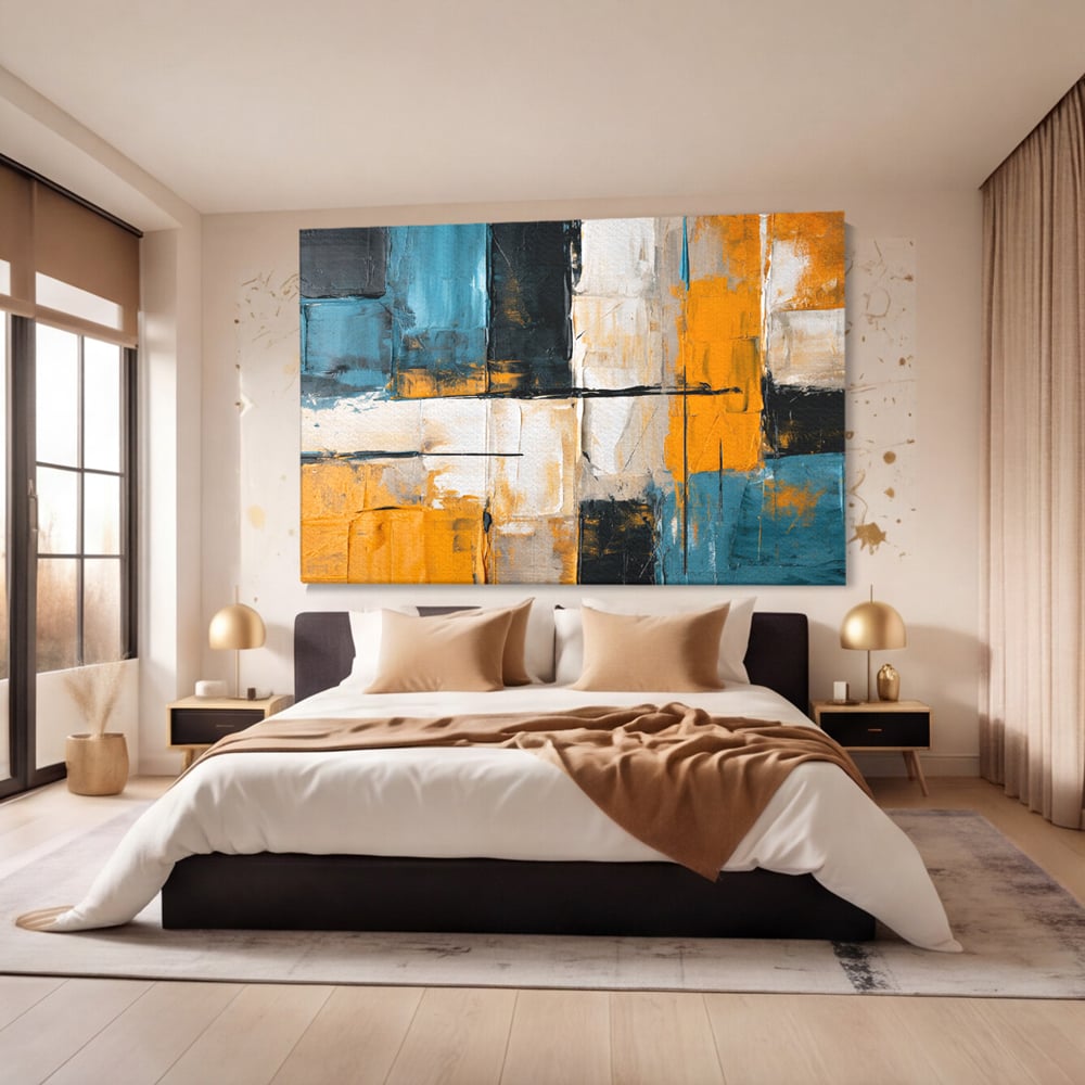 Tablou Canvas Premium, LuxCanva® C1281, Spatii care tac, Geometrie, Culori, Abstract, Materie, Volum, Profunzime, Stabilitate, Urban, Univers, Gravitate, Expozitie, Birou, Living, Dormitor