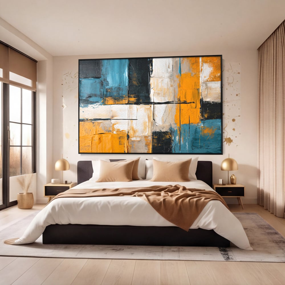 Tablou Canvas Premium, LuxCanva® C1281, Spatii care tac, Geometrie, Culori, Abstract, Materie, Volum, Profunzime, Stabilitate, Urban, Univers, Gravitate, Expozitie, Birou, Living, Dormitor