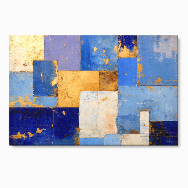 Tablou Canvas Premium, LuxCanva® C1283, Aurul linistii albastre, Geometrie, Culori, Abstract, Albastru, Galben, Contrast, Delicatete, Pace, Seninatate, Estetica, Expozitie, Birou, Living, Dormitor