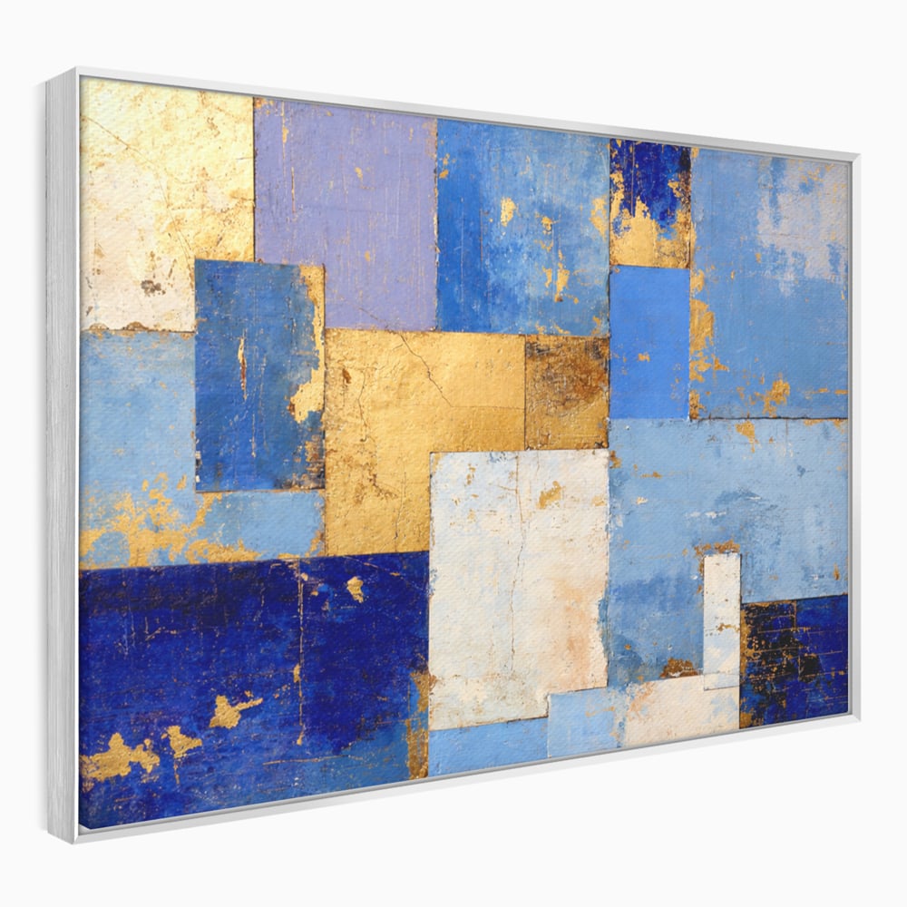 Tablou Canvas Premium, LuxCanva® C1283, Aurul linistii albastre, Geometrie, Culori, Abstract, Albastru, Galben, Contrast, Delicatete, Pace, Seninatate, Estetica, Expozitie, Birou, Living, Dormitor