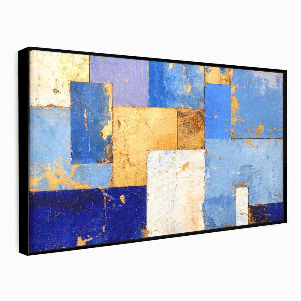 Tablou Canvas Premium, LuxCanva® C1283, Aurul linistii albastre, Geometrie, Culori, Abstract, Albastru, Galben, Contrast, Delicatete, Pace, Seninatate, Estetica, Expozitie, Birou, Living, Dormitor