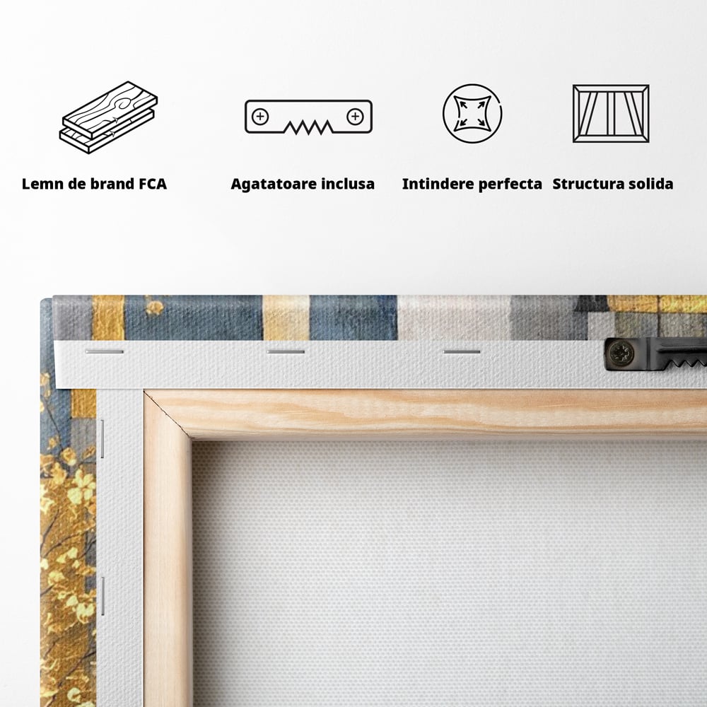 Tablou Canvas Premium, LuxCanva® C1284, Obiecte care asculta, Geometrie, Culori, Abstract, Foita, Auriu, Sofisticat, Obiecte, Forma, Ceramica, Natura, Statica, Expozitie, Birou, Living, Dormitor