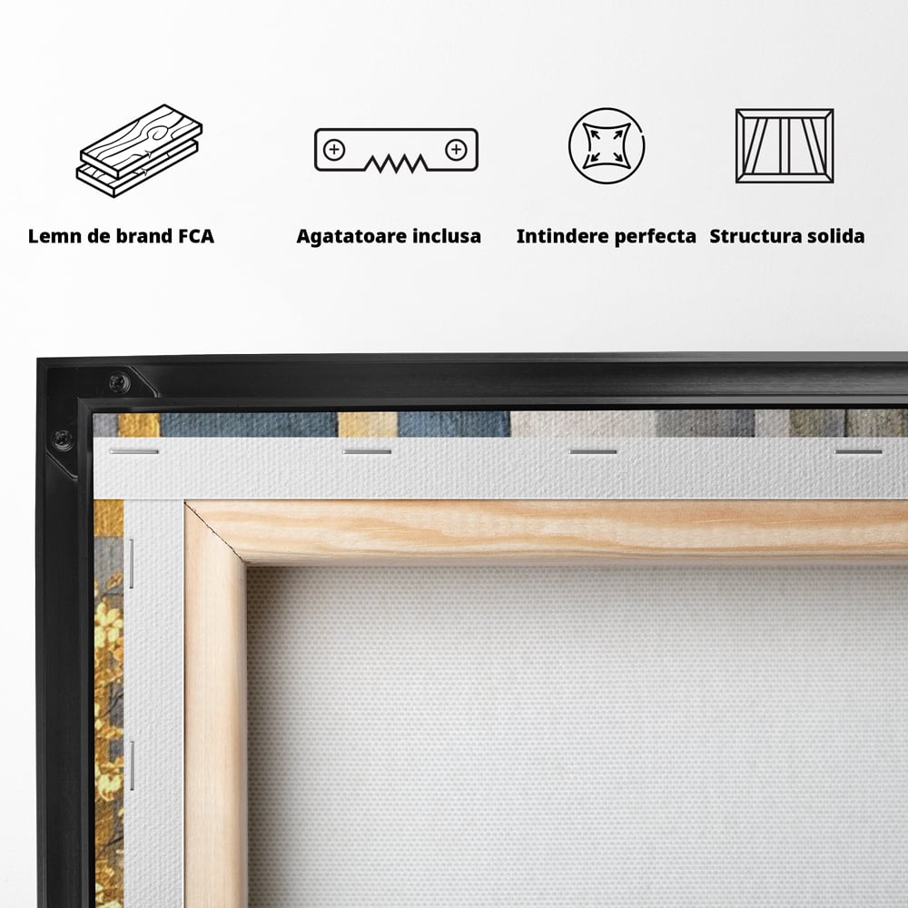 Tablou Canvas Premium, LuxCanva® C1284, Obiecte care asculta, Geometrie, Culori, Abstract, Foita, Auriu, Sofisticat, Obiecte, Forma, Ceramica, Natura, Statica, Expozitie, Birou, Living, Dormitor