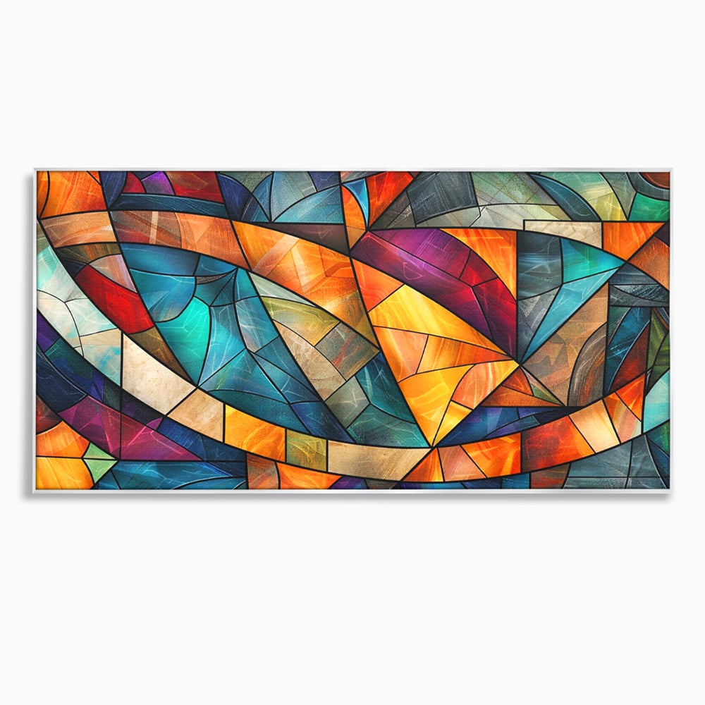 Canvas Wall Art Premium, LuxCanva® C1287, Interieur Glasmalerei, Geometrie, Farben, abstrakt, Mosaik, Glasmalerei, flüssig, Licht, Bogen, Welle, transparent, Harmonie, ausdrucksstark, fließen, Büro, Wohnen, Schlafzimmer