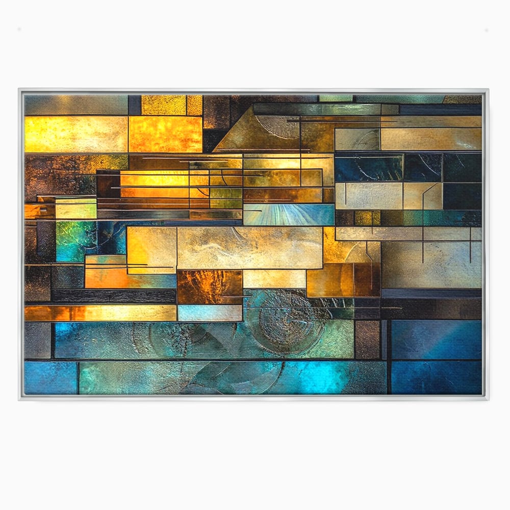 Tablou Canvas Premium, LuxCanva® C1288, Orase Nevazute, Geometrie, Culori, Abstract, Aur, Turcoaz, Metal, Apa, Memorii, Liniste, Planuri, Timp, Harti, Fragment, Orizont, Birou, Living, Dormitor