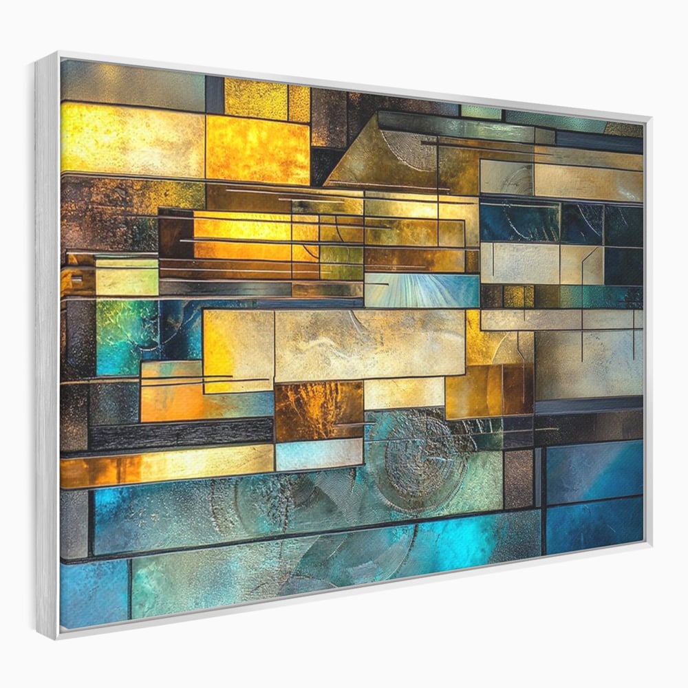 Tablou Canvas Premium, LuxCanva® C1288, Orase Nevazute, Geometrie, Culori, Abstract, Aur, Turcoaz, Metal, Apa, Memorii, Liniste, Planuri, Timp, Harti, Fragment, Orizont, Birou, Living, Dormitor