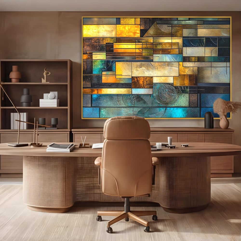 Tablou Canvas Premium, LuxCanva® C1288, Orase Nevazute, Geometrie, Culori, Abstract, Aur, Turcoaz, Metal, Apa, Memorii, Liniste, Planuri, Timp, Harti, Fragment, Orizont, Birou, Living, Dormitor