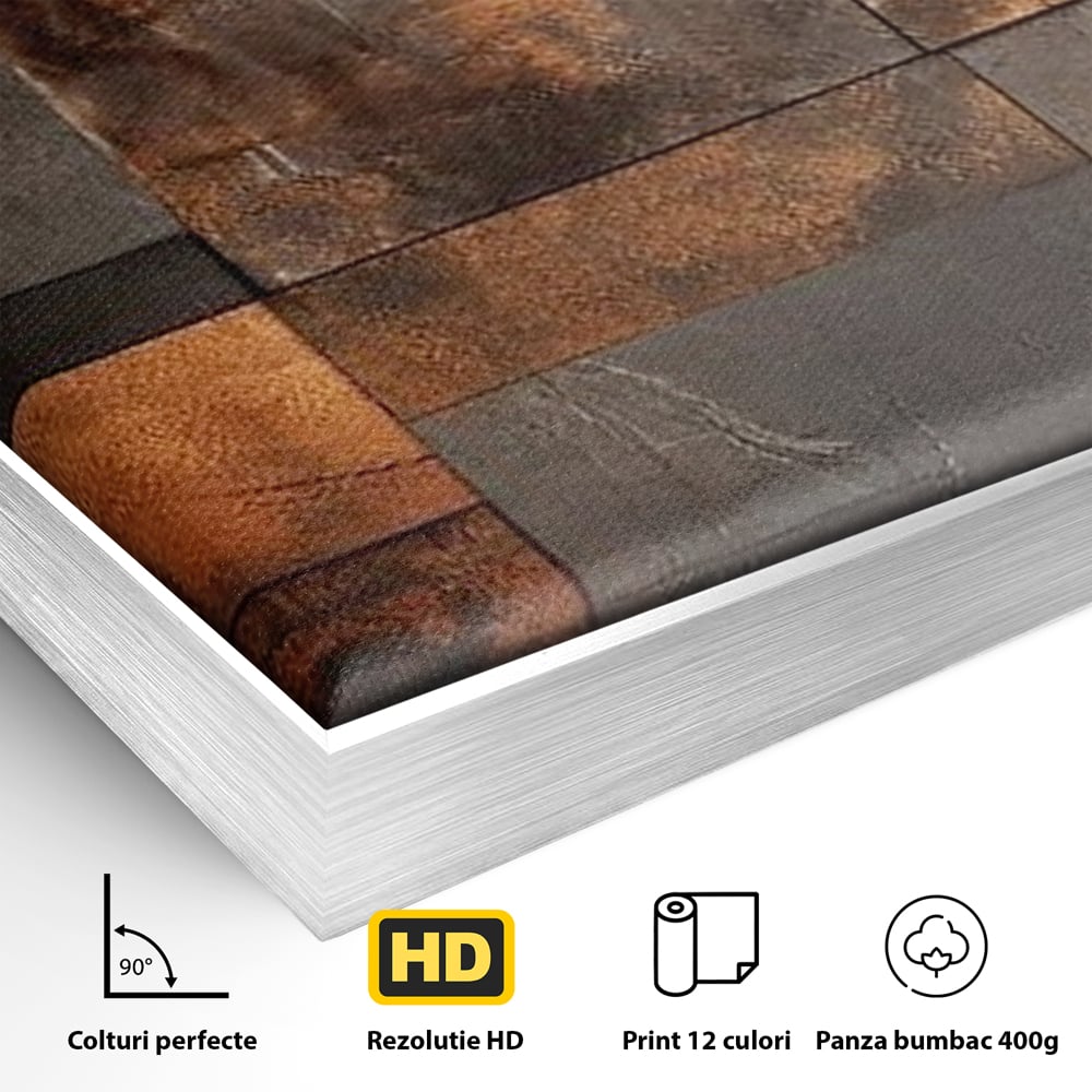 Tablou Canvas Premium, LuxCanva® C1289, Memoria ruginii, Geometrie, Culori, Abstract, Aur, Industrial, Cupru, Metal, Fier, Zid, Cladire, Ruginiu, Forta, Fortareata, Lumina, Birou, Living, Dormitor