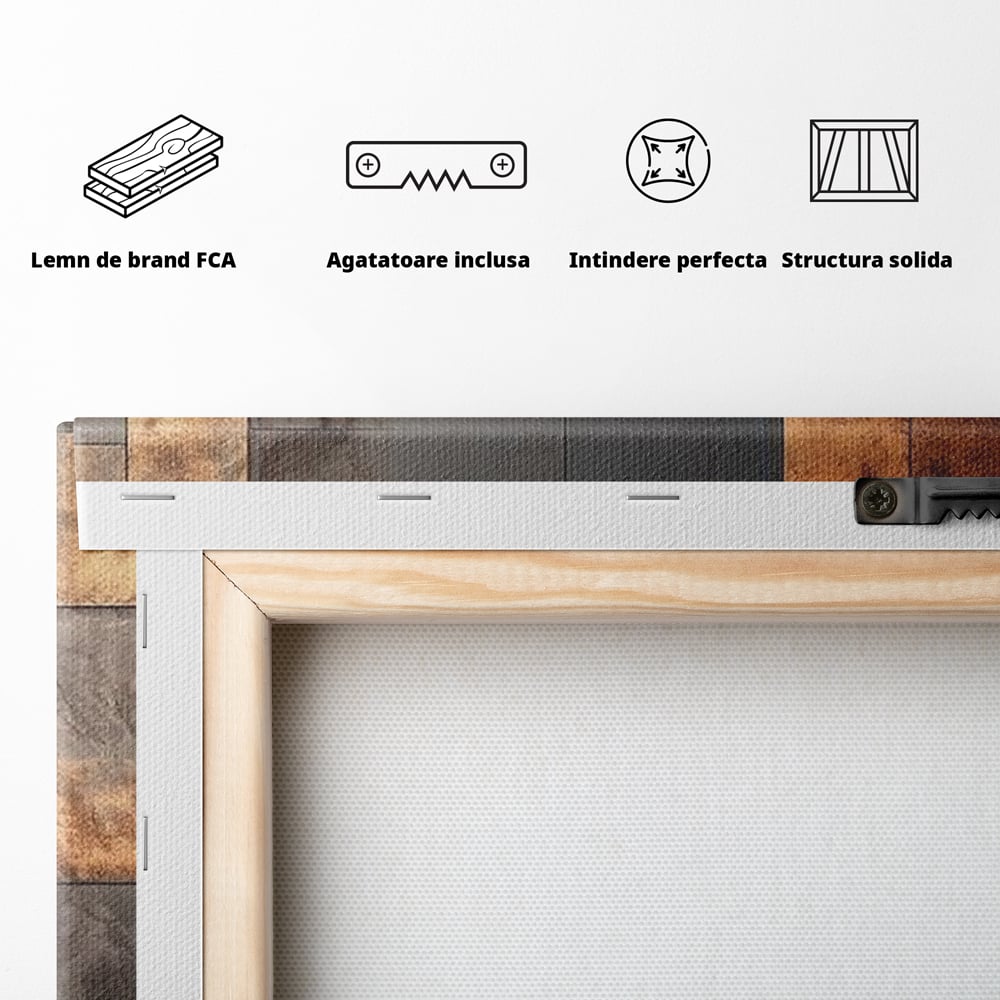 Tablou Canvas Premium, LuxCanva® C1289, Memoria ruginii, Geometrie, Culori, Abstract, Aur, Industrial, Cupru, Metal, Fier, Zid, Cladire, Ruginiu, Forta, Fortareata, Lumina, Birou, Living, Dormitor
