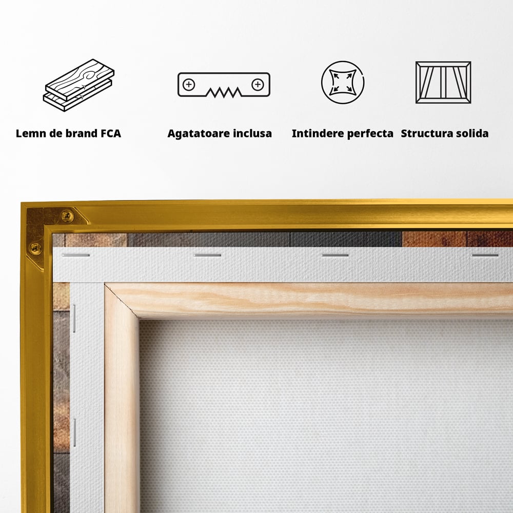 Tablou Canvas Premium, LuxCanva® C1289, Memoria ruginii, Geometrie, Culori, Abstract, Aur, Industrial, Cupru, Metal, Fier, Zid, Cladire, Ruginiu, Forta, Fortareata, Lumina, Birou, Living, Dormitor