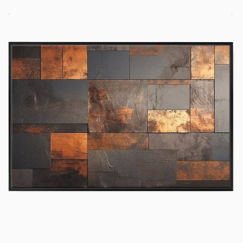 Tablou Canvas Premium, LuxCanva® C1289, Memoria ruginii, Geometrie, Culori, Abstract, Aur, Industrial, Cupru, Metal, Fier, Zid, Cladire, Ruginiu, Forta, Fortareata, Lumina, Birou, Living, Dormitor