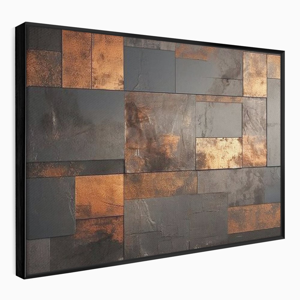 Tablou Canvas Premium, LuxCanva® C1289, Memoria ruginii, Geometrie, Culori, Abstract, Aur, Industrial, Cupru, Metal, Fier, Zid, Cladire, Ruginiu, Forta, Fortareata, Lumina, Birou, Living, Dormitor