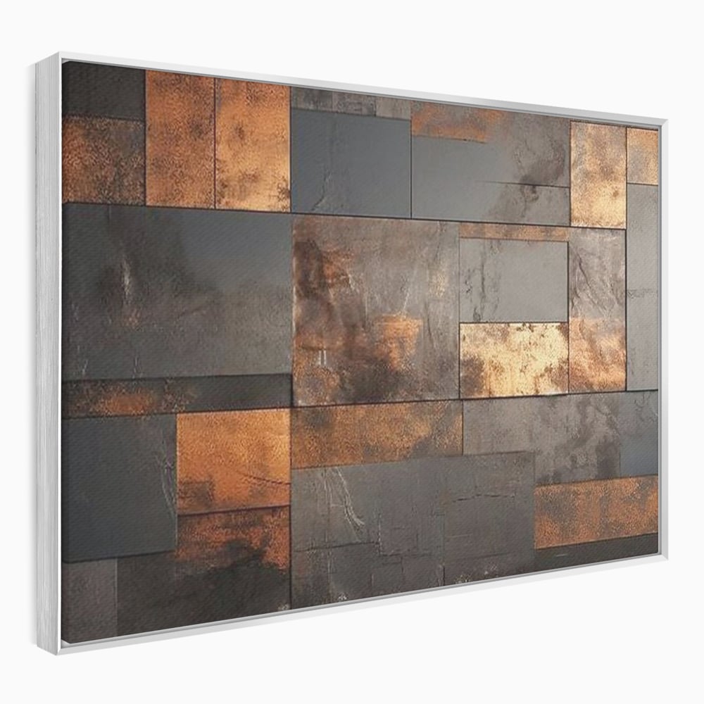Tablou Canvas Premium, LuxCanva® C1289, Memoria ruginii, Geometrie, Culori, Abstract, Aur, Industrial, Cupru, Metal, Fier, Zid, Cladire, Ruginiu, Forta, Fortareata, Lumina, Birou, Living, Dormitor