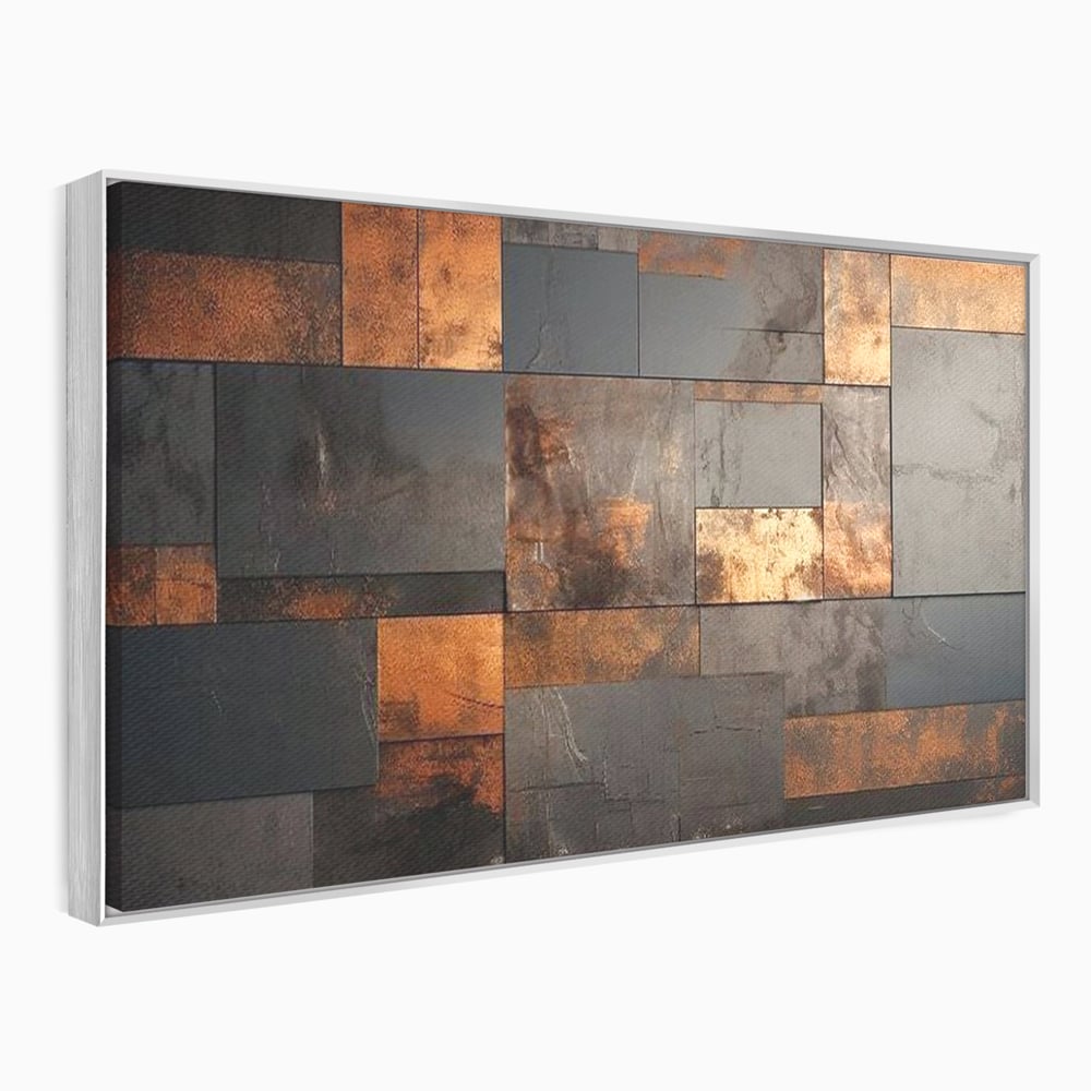 Tablou Canvas Premium, LuxCanva® C1289, Memoria ruginii, Geometrie, Culori, Abstract, Aur, Industrial, Cupru, Metal, Fier, Zid, Cladire, Ruginiu, Forta, Fortareata, Lumina, Birou, Living, Dormitor