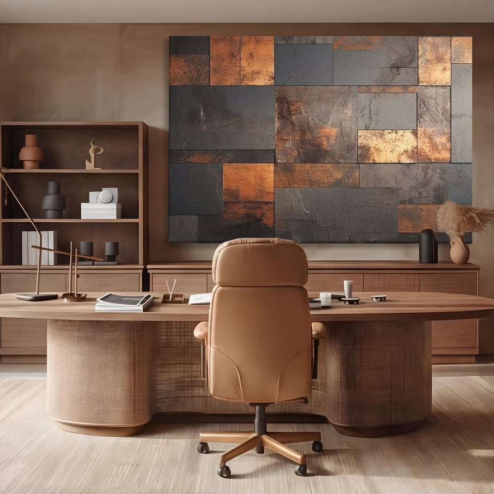 Tablou Canvas Premium, LuxCanva® C1289, Memoria ruginii, Geometrie, Culori, Abstract, Aur, Industrial, Cupru, Metal, Fier, Zid, Cladire, Ruginiu, Forta, Fortareata, Lumina, Birou, Living, Dormitor