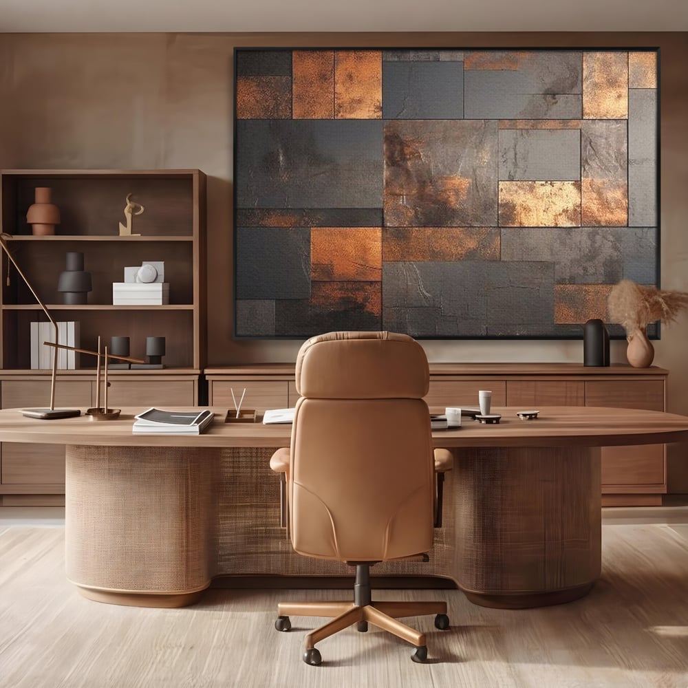Tablou Canvas Premium, LuxCanva® C1289, Memoria ruginii, Geometrie, Culori, Abstract, Aur, Industrial, Cupru, Metal, Fier, Zid, Cladire, Ruginiu, Forta, Fortareata, Lumina, Birou, Living, Dormitor