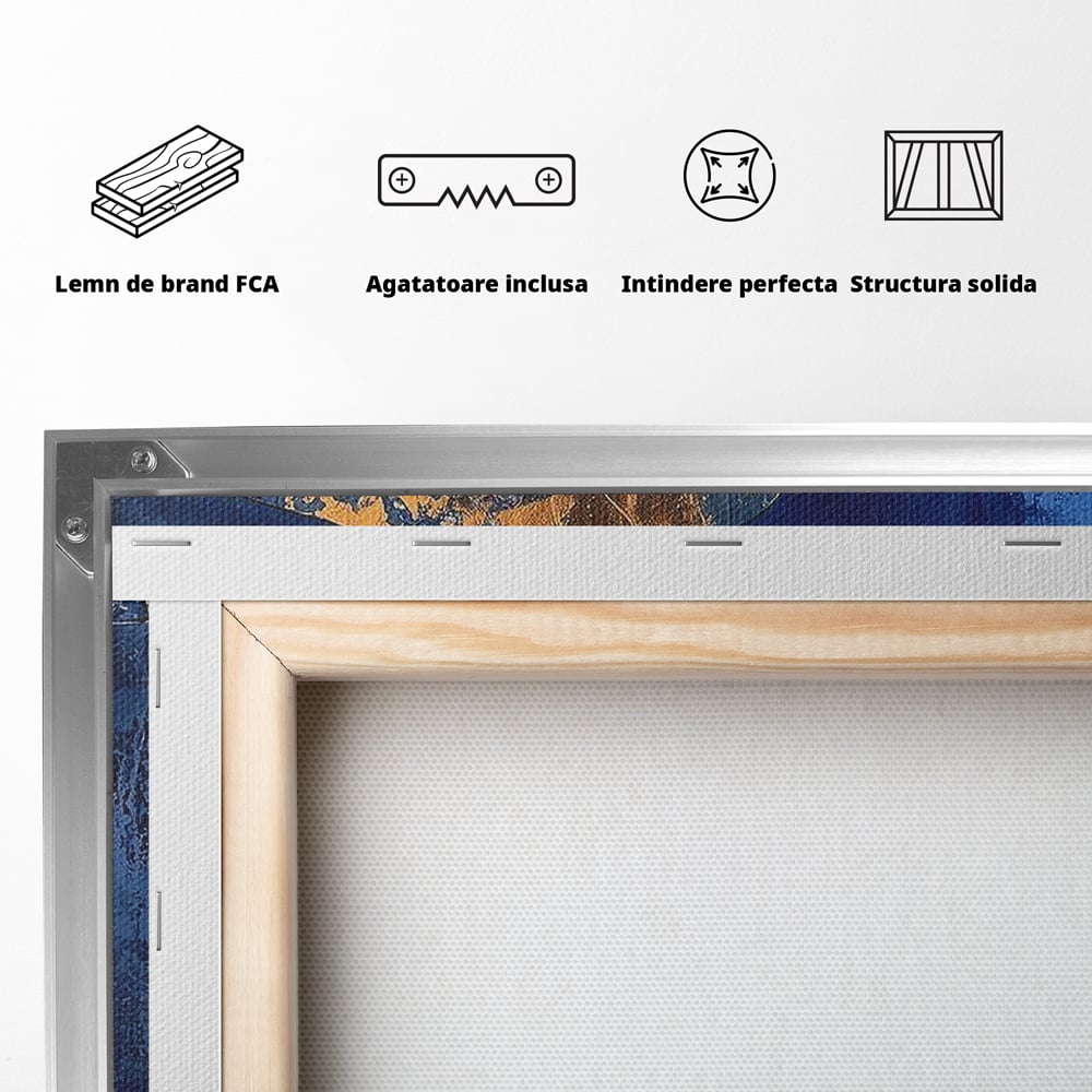 Tablou Canvas Premium, LuxCanva® C1290, Pietre care se roaga, Geometrie, Culori, Abstract, Aur, Pietre, Statuie, Echilibru, Albastru, Zen, Sacru, Spiritual, Vertical, Meditatie, Birou, Living, Dormitor