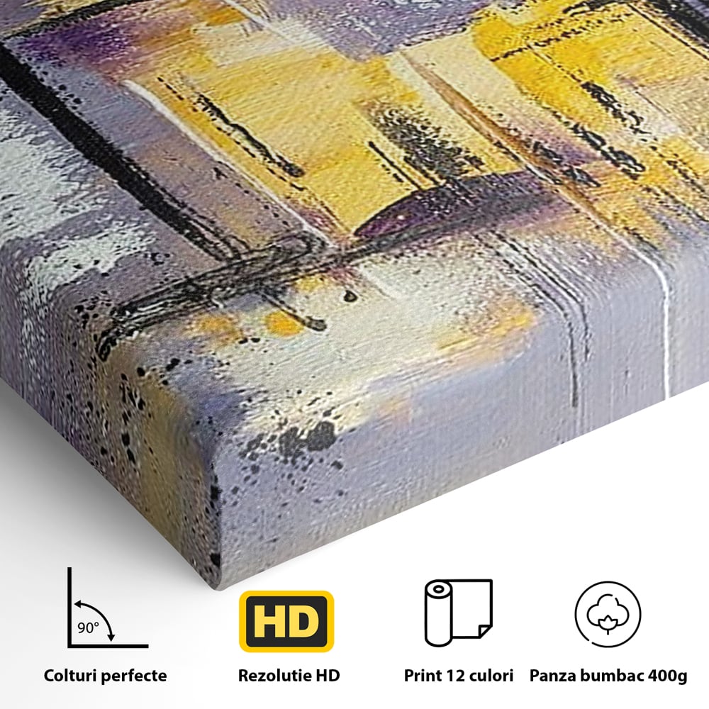Tablou Canvas Premium, LuxCanva® C1291, Ecou in lavanda, Geometrie, Culori, Abstract, Aur, Lumina, Fereastra, Tacere, Fragment, Raza, Gri, Poezie, Emotie, Minimalism, Birou, Living, Dormitor