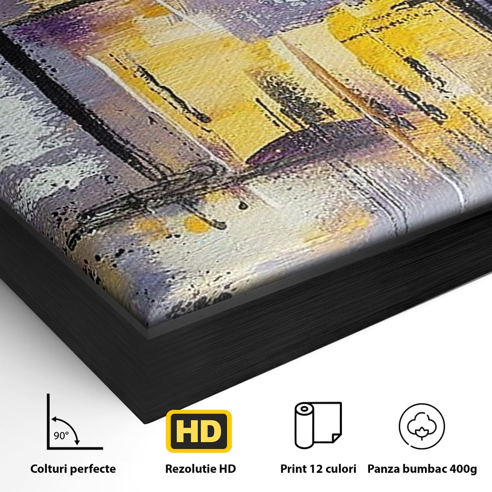 Tablou Canvas Premium, LuxCanva® C1291, Ecou in lavanda, Geometrie, Culori, Abstract, Aur, Lumina, Fereastra, Tacere, Fragment, Raza, Gri, Poezie, Emotie, Minimalism, Birou, Living, Dormitor