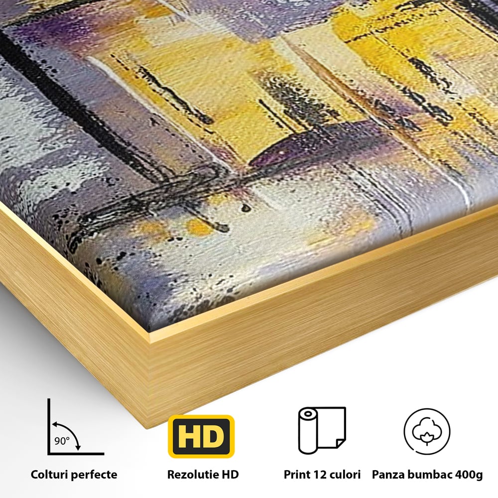 Tablou Canvas Premium, LuxCanva® C1291, Ecou in lavanda, Geometrie, Culori, Abstract, Aur, Lumina, Fereastra, Tacere, Fragment, Raza, Gri, Poezie, Emotie, Minimalism, Birou, Living, Dormitor