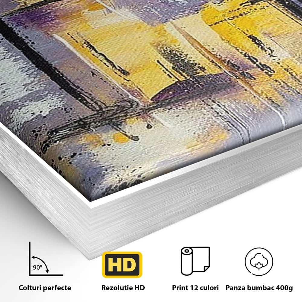 Tablou Canvas Premium, LuxCanva® C1291, Ecou in lavanda, Geometrie, Culori, Abstract, Aur, Lumina, Fereastra, Tacere, Fragment, Raza, Gri, Poezie, Emotie, Minimalism, Birou, Living, Dormitor