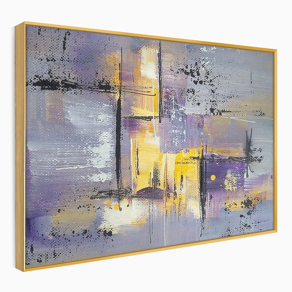 Tablou Canvas Premium, LuxCanva® C1291, Ecou in lavanda, Geometrie, Culori, Abstract, Aur, Lumina, Fereastra, Tacere, Fragment, Raza, Gri, Poezie, Emotie, Minimalism, Birou, Living, Dormitor