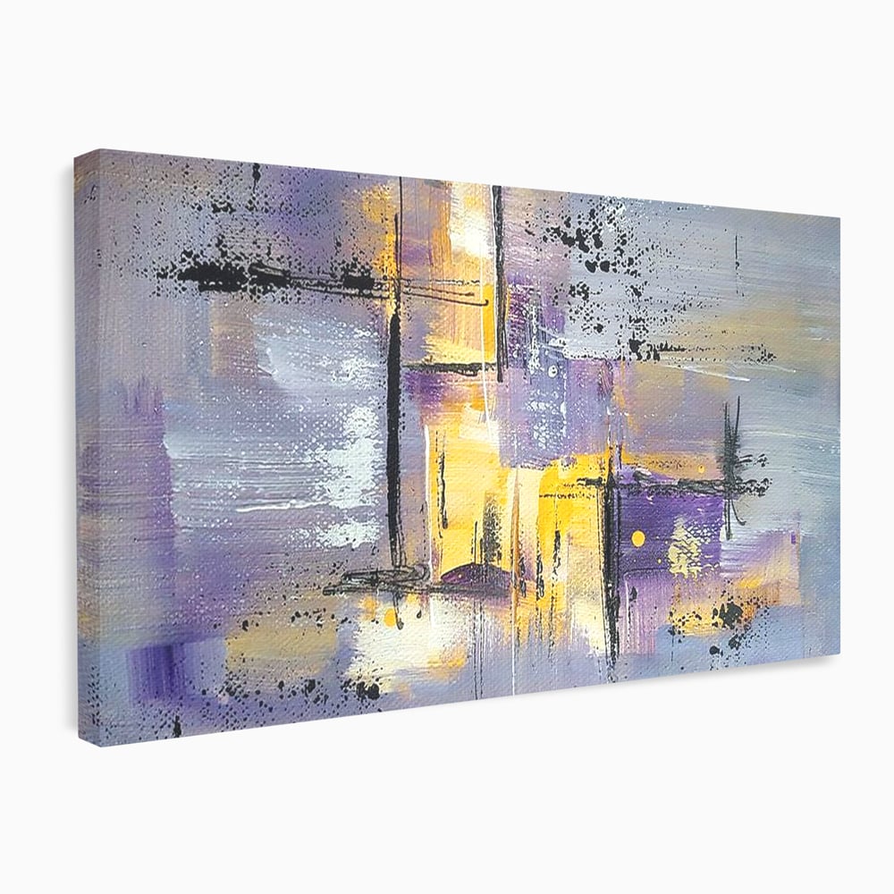 Tablou Canvas Premium, LuxCanva® C1291, Ecou in lavanda, Geometrie, Culori, Abstract, Aur, Lumina, Fereastra, Tacere, Fragment, Raza, Gri, Poezie, Emotie, Minimalism, Birou, Living, Dormitor