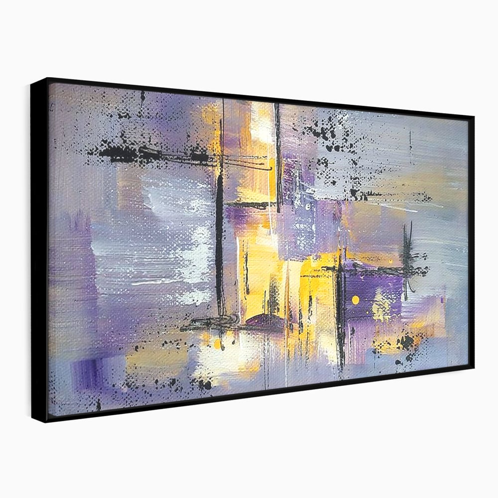 Tablou Canvas Premium, LuxCanva® C1291, Ecou in lavanda, Geometrie, Culori, Abstract, Aur, Lumina, Fereastra, Tacere, Fragment, Raza, Gri, Poezie, Emotie, Minimalism, Birou, Living, Dormitor