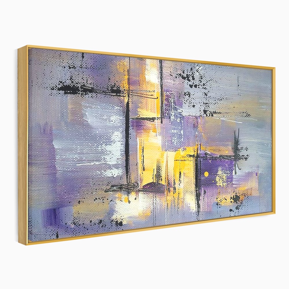 Tablou Canvas Premium, LuxCanva® C1291, Ecou in lavanda, Geometrie, Culori, Abstract, Aur, Lumina, Fereastra, Tacere, Fragment, Raza, Gri, Poezie, Emotie, Minimalism, Birou, Living, Dormitor