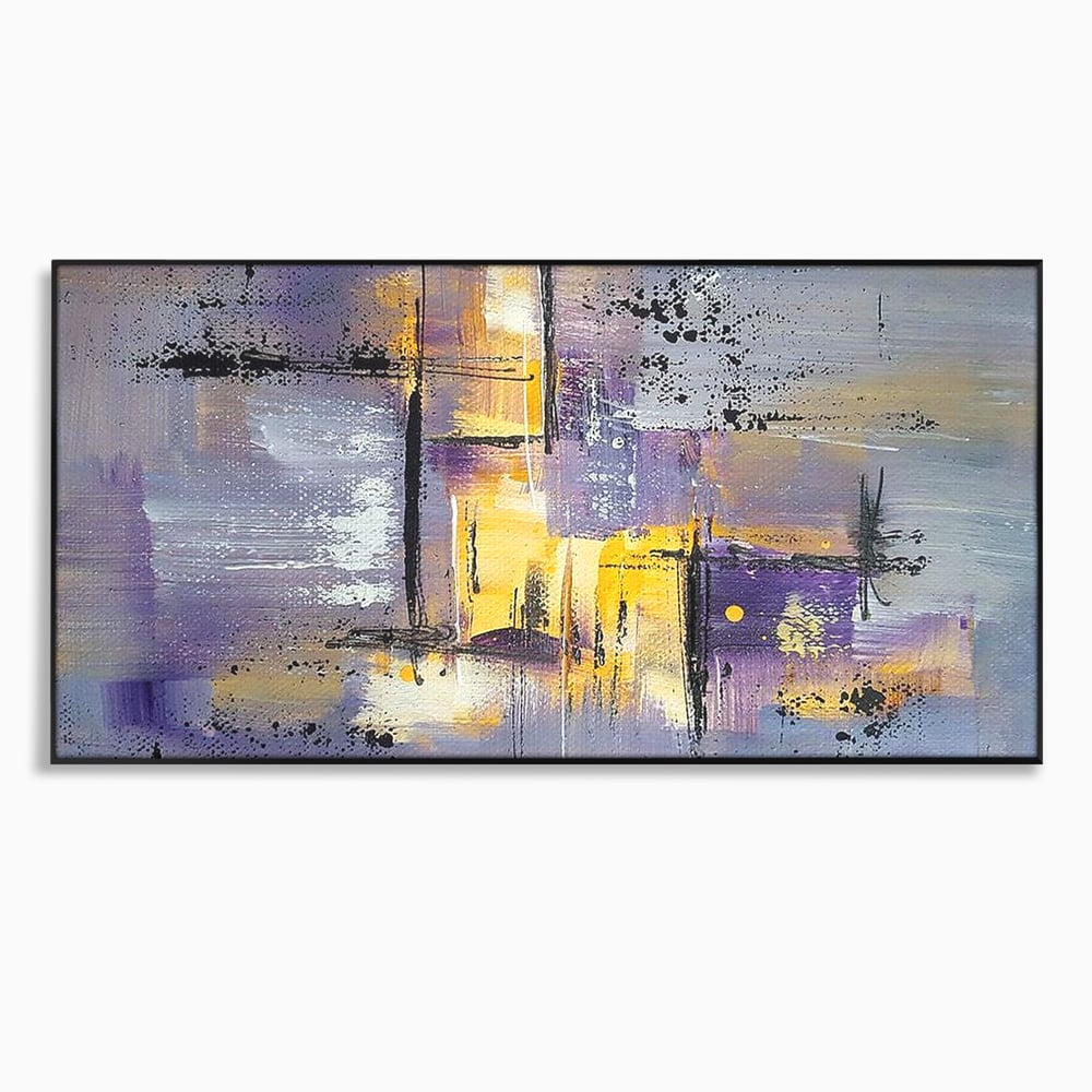 Tablou Canvas Premium, LuxCanva® C1291, Ecou in lavanda, Geometrie, Culori, Abstract, Aur, Lumina, Fereastra, Tacere, Fragment, Raza, Gri, Poezie, Emotie, Minimalism, Birou, Living, Dormitor