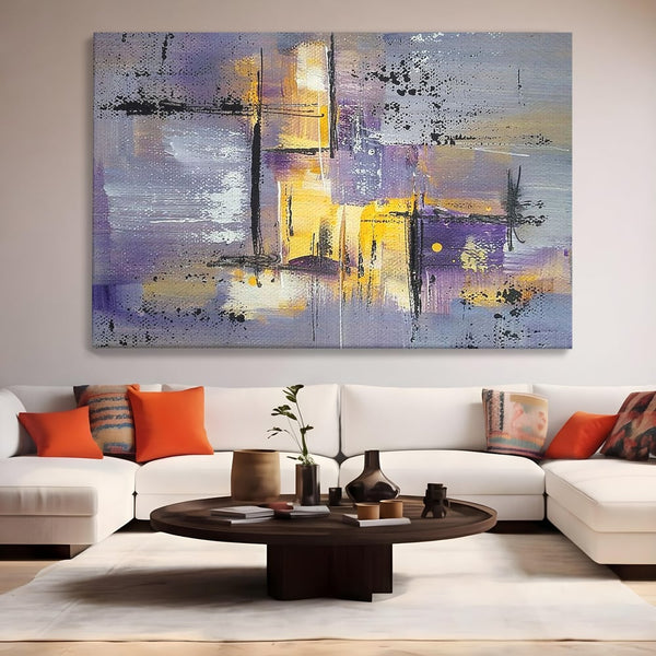 Tablou Canvas Premium, LuxCanva® C1291, Ecou in lavanda, Geometrie, Culori, Abstract, Aur, Lumina, Fereastra, Tacere, Fragment, Raza, Gri, Poezie, Emotie, Minimalism, Birou, Living, Dormitor