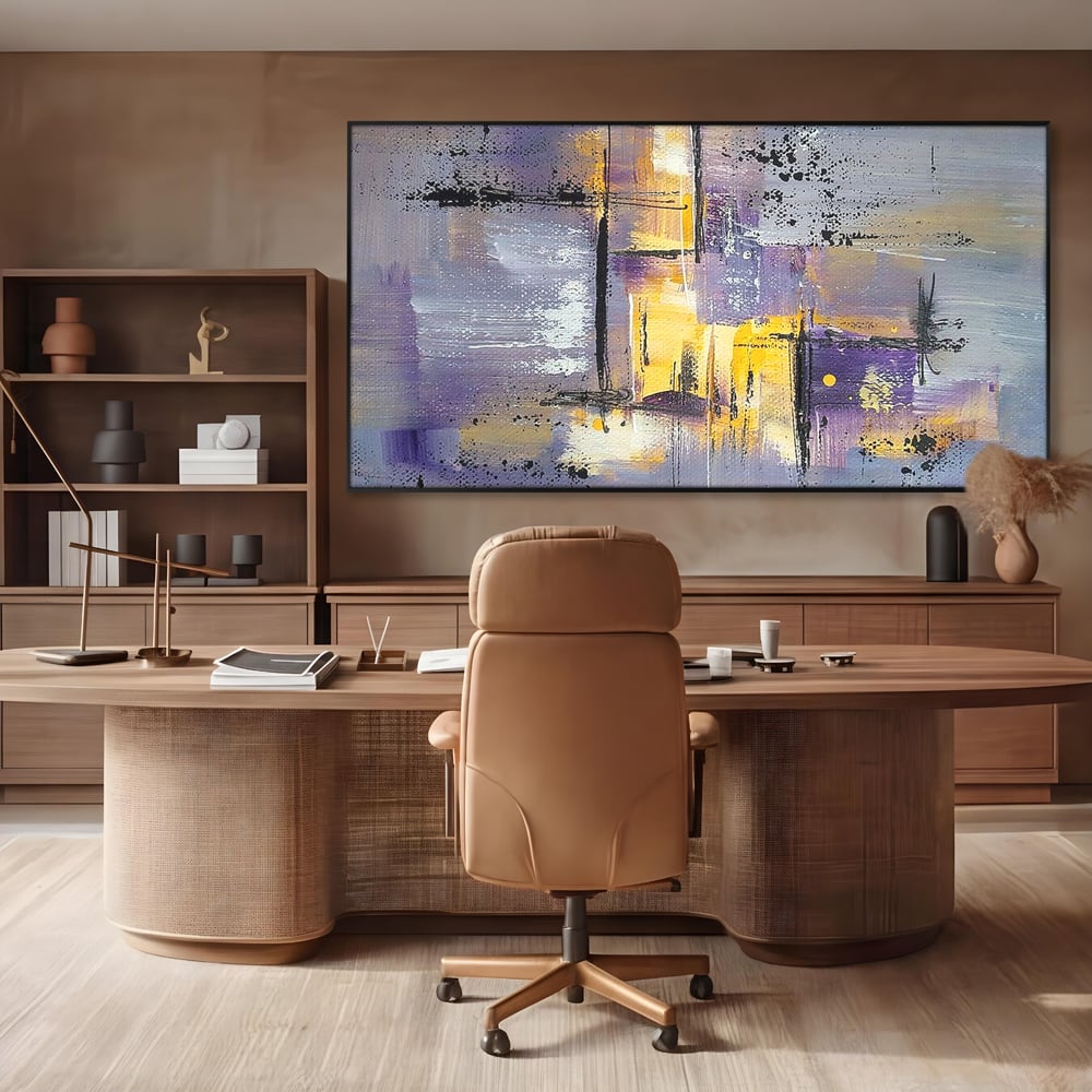 Tablou Canvas Premium, LuxCanva® C1291, Ecou in lavanda, Geometrie, Culori, Abstract, Aur, Lumina, Fereastra, Tacere, Fragment, Raza, Gri, Poezie, Emotie, Minimalism, Birou, Living, Dormitor
