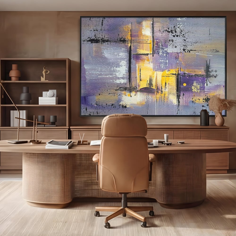 Tablou Canvas Premium, LuxCanva® C1291, Ecou in lavanda, Geometrie, Culori, Abstract, Aur, Lumina, Fereastra, Tacere, Fragment, Raza, Gri, Poezie, Emotie, Minimalism, Birou, Living, Dormitor