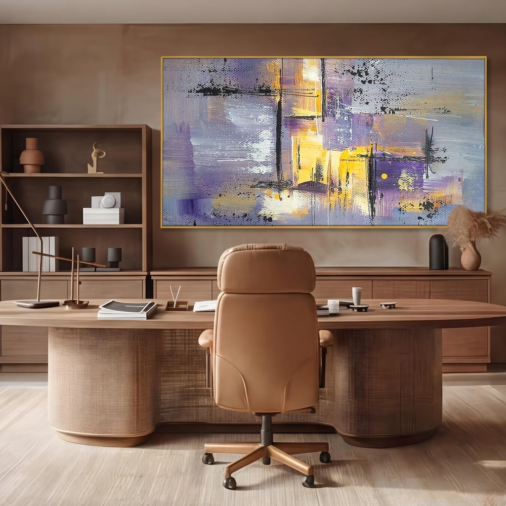 Tablou Canvas Premium, LuxCanva® C1291, Ecou in lavanda, Geometrie, Culori, Abstract, Aur, Lumina, Fereastra, Tacere, Fragment, Raza, Gri, Poezie, Emotie, Minimalism, Birou, Living, Dormitor