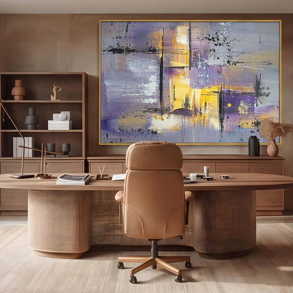 Tablou Canvas Premium, LuxCanva® C1291, Ecou in lavanda, Geometrie, Culori, Abstract, Aur, Lumina, Fereastra, Tacere, Fragment, Raza, Gri, Poezie, Emotie, Minimalism, Birou, Living, Dormitor
