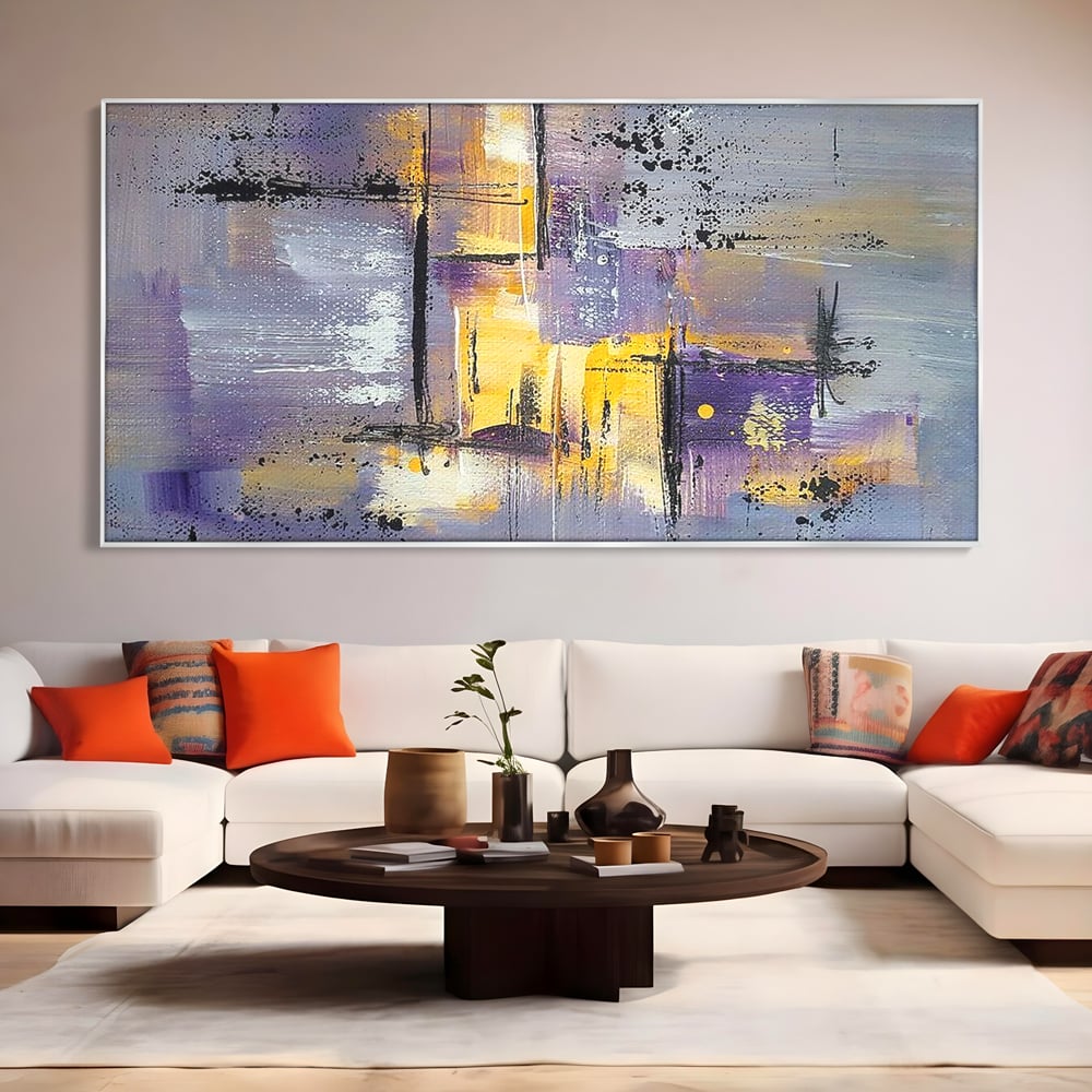 Tablou Canvas Premium, LuxCanva® C1291, Ecou in lavanda, Geometrie, Culori, Abstract, Aur, Lumina, Fereastra, Tacere, Fragment, Raza, Gri, Poezie, Emotie, Minimalism, Birou, Living, Dormitor