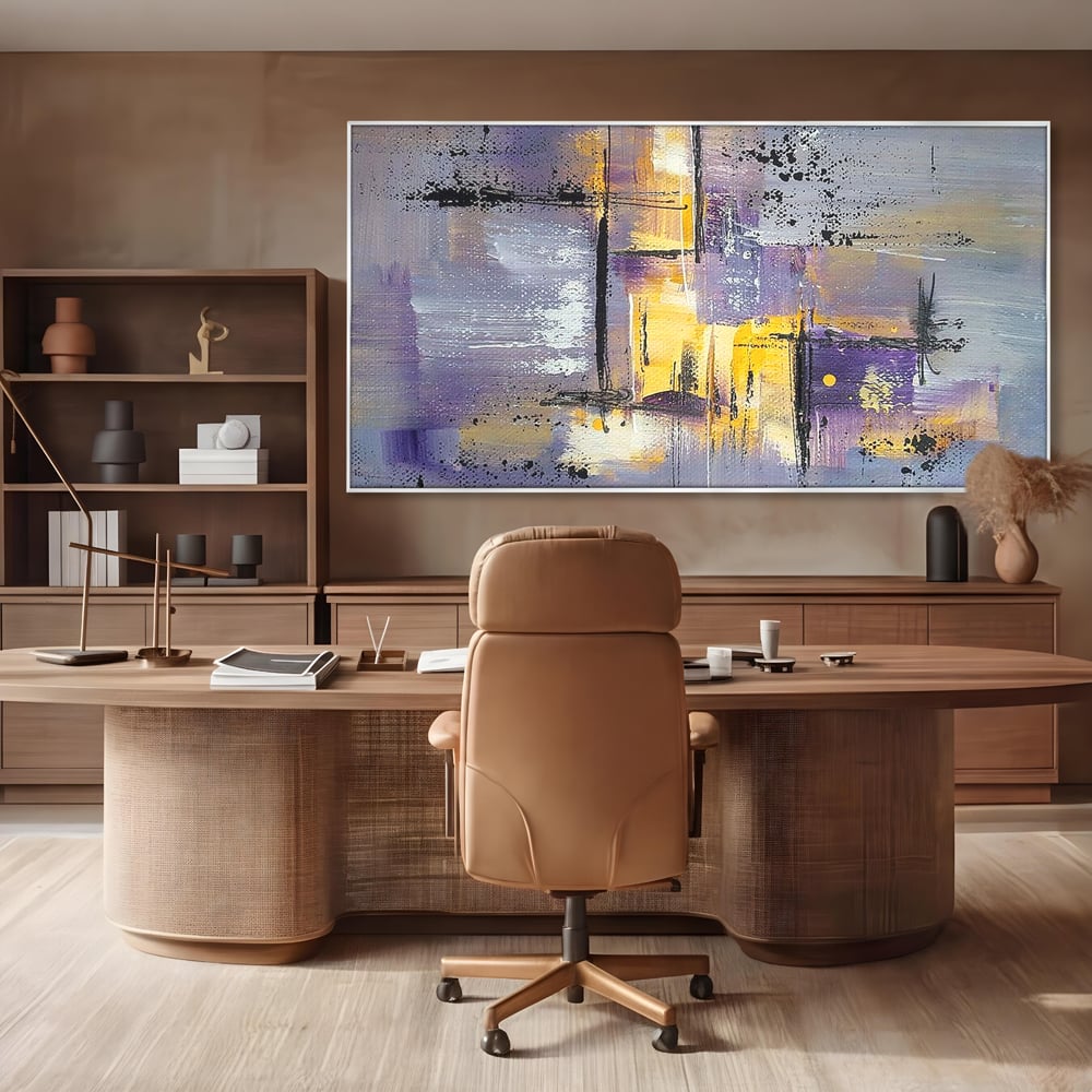 Tablou Canvas Premium, LuxCanva® C1291, Ecou in lavanda, Geometrie, Culori, Abstract, Aur, Lumina, Fereastra, Tacere, Fragment, Raza, Gri, Poezie, Emotie, Minimalism, Birou, Living, Dormitor