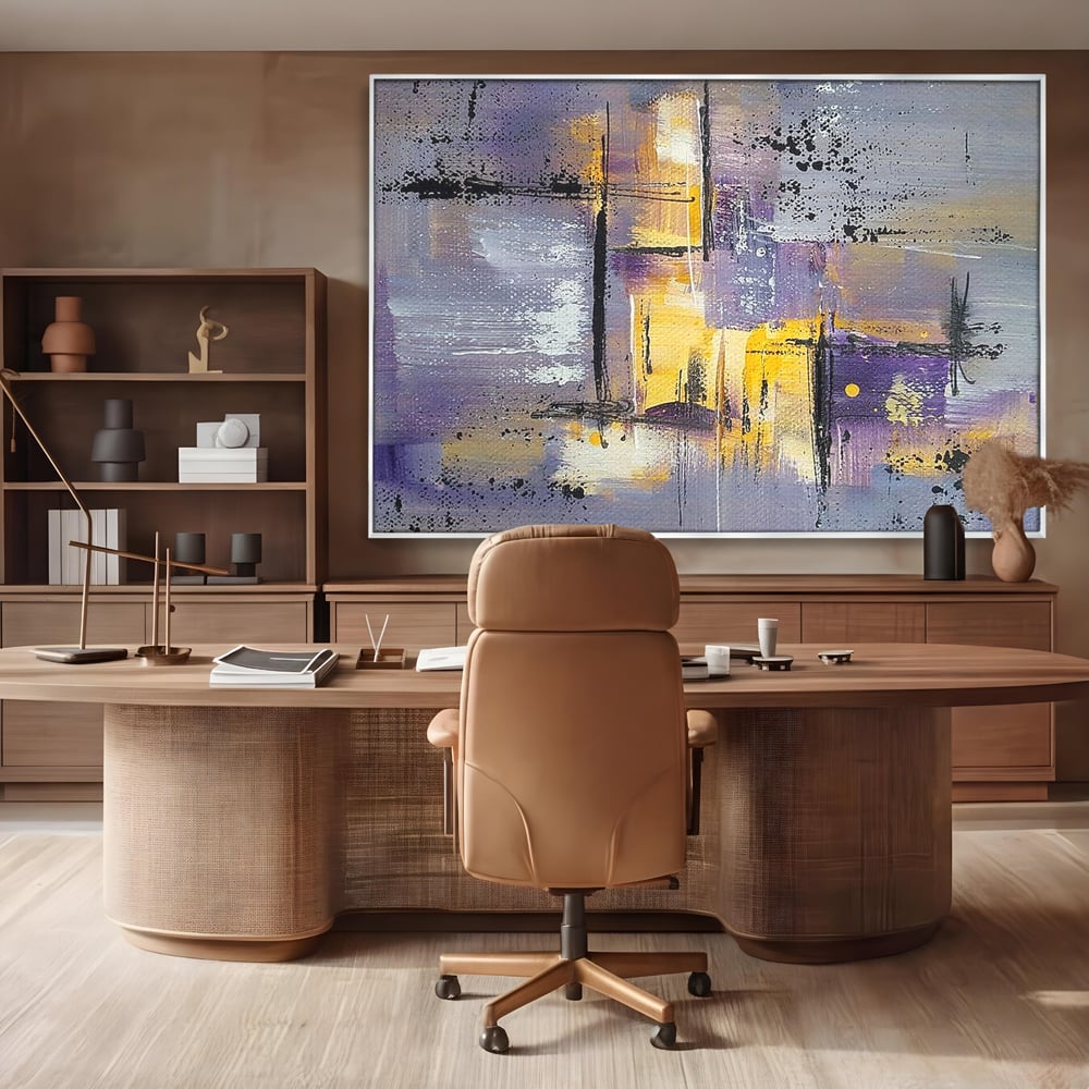 Tablou Canvas Premium, LuxCanva® C1291, Ecou in lavanda, Geometrie, Culori, Abstract, Aur, Lumina, Fereastra, Tacere, Fragment, Raza, Gri, Poezie, Emotie, Minimalism, Birou, Living, Dormitor